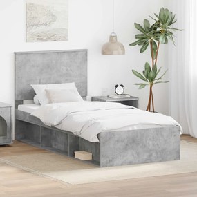 vidaXL Estrutura da Cama com cabeceira Cinza Concreto 75 x 190 cm