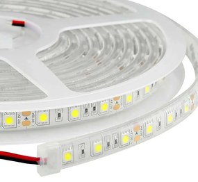 Fita de LED de cor única EPISTAR SMD5050, DC24V DC, 5m (60 Led/m) - Sensor de temperatura, 72W, IP67 Branco Frio