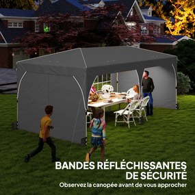 Tenda de jardim 3 x 6 m, tenda pop-up dobrável, com altura ajustável, impermeável, proteção UV50+, cinzenta
