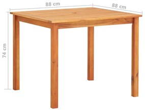 3 pcs conjunto de jantar p/ jardim c/ almofadões acácia maciça