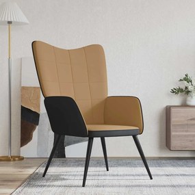 vidaXL Cadeira de descanso PVC e veludo castanho