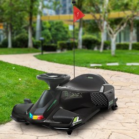 Kart elétrico para crianças de 12 V, karting infantil, velocidade regulável entre 3 e 8 km/h, modo de derrapagem, 90 x 53 x 99 cm, preto