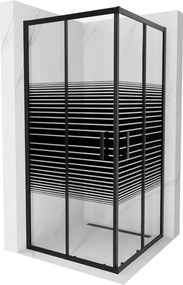 Mexen Rio cabine de duche quadrada 90 x 90 cm, faixas pretas, preta - 860-090-090-70-20
