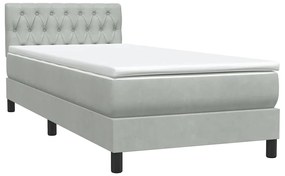 Cama com molas/colchão cinzento-claro 80x210 cm veludo