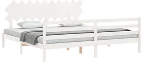 Estrutura de cama com cabeceira 200x200cm madeira maciça branco