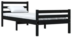 Estrutura de cama 90x200 cm madeira maciça preto