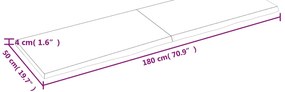 Bancada p/ casa de banho 180x50x(2-4)madeira maciça não tratada