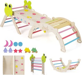Conjunto triangular 7 em 1 de escalada para crianças pequenas com rampa, escada e arco Conjunto Montessori em madeira Multicolor