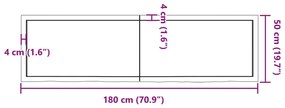 Bancada p/ casa de banho 180x50x(2-4)madeira maciça não tratada