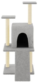Árvore p/ gatos c/ postes arranhadores sisal 110 cm cinza-claro