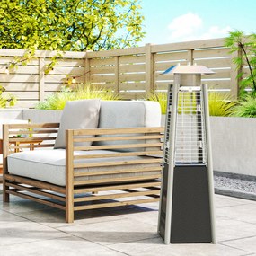 Aquecedor a Gás Butano 3 KW Aquecedor de Exterior com Temperatura Ajustável Ignição por Pressão 23x23x89 cm Prata e Bronze