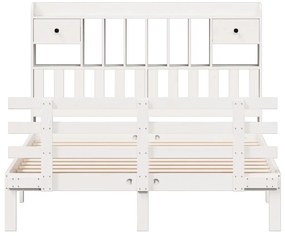 Cama com estante sem colchão 160x200 cm pinho maciço branco
