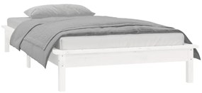 Estrutura de cama c/ luzes LEDs 100x200cm madeira maciça branco