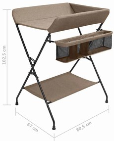 Mesa muda-fraldas ferro cinzento-acastanhado