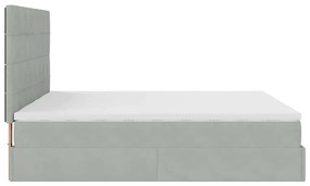 Estrutura cama otomana colchões 200x200cm veludo cinzento claro
