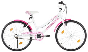 vidaXL Bicicleta de criança roda 24" rosa e branco