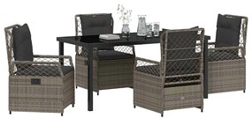 Conjunto de Jantar de Jardim 5 Peças em Rattan Sintético Cinza