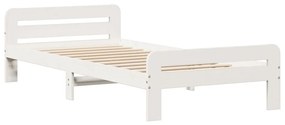 Cama sem colchão 75x190 cm madeira de pinho maciça branco