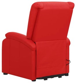 Poltrona de massagens elevatória couro artificial vermelho