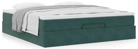 Estrutura de cama otomana com colchão 180x200 cm verde escuro