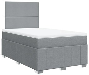 Cama boxspring com colchão 120x190 cm tecido cinzento-claro