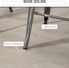 Conjunto de 4 bancos de bar industriais empilháveis (MESA NÃO INCLUIDA), com altura do assento de 76 cm, em metal prateado