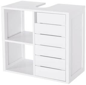 Armário de Banheiro Baixo com Prateleiras e Armário 60x30x54 cm Branco