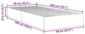 Otomano Bed Frame No Colchão Cinzento Escuro 90x200 cm Veludo