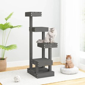 vidaXL Árvore para gatos 45,5x49x103 cm madeira de pinho maciça cinza
