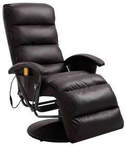 vidaXL Cadeira de massagens reclinável em couro artificial castanho