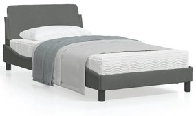 vidaXL Estrutura de cama sem colchão 100x200 cm tecido cinzento-escuro