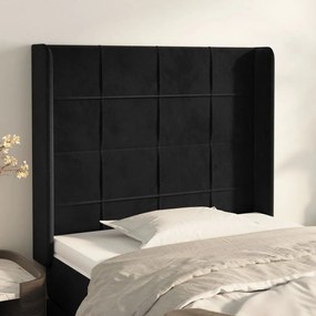 Cabeceira de cama c/ abas veludo 103x16x118/128 cm preto