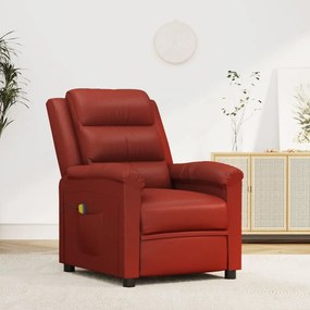 vidaXL Cadeira de massagens couro artificial vermelho tinto