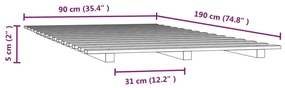 Estrutura de cama 90x190 cm madeira de pinho maciça branco