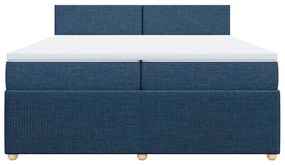 Cama com molas/colchão 200x200 cm tecido azul