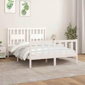 vidaXL Estrutura de cama com cabeceira 120x200 cm pinho maciço branco