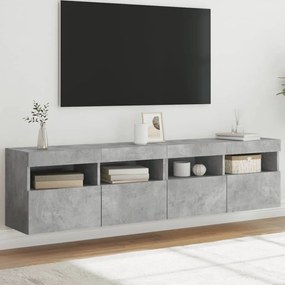 vidaXL Móveis de parede para TV com luzes LED 2 pcs cinzento cimento