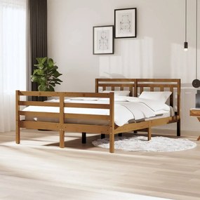 vidaXL Estrutura de cama 140x200 cm madeira maciça castanho-mel