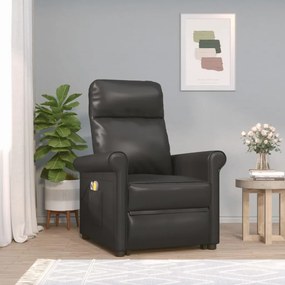vidaXL Poltrona massagens elevatória couro artificial preto