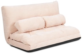 Sofá chão Sofá-cama multifuncional ajustável em 6 posições com 2 almofadas Forro em camurça para quarto, sala, varanda Bege