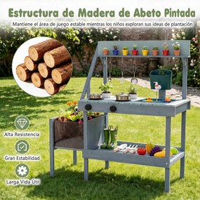Cozinha de brinacar Infantil, 93 x 36,5 x 96 cm, com Depósito de Água, Azul e Verde