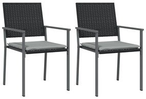 3 pcs conjunto de jantar p/ jardim c/ almofadões vime PE e aço
