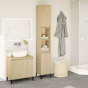 vidaXL Armário WC 30x30x190 cm derivados de madeira carvalho sonoma