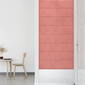 Painel de parede 12 pcs 60x30 cm veludo 2,16 m² rosa