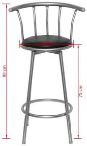 Bancos de bar 2 pcs couro artificial preto