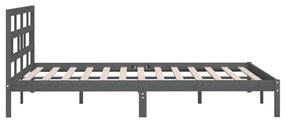 Estrutura de cama king 150x200 cm madeira maciça cinzento