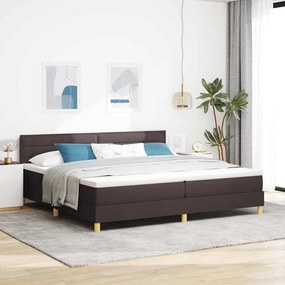vidaXL Cama Box Spring com Colchão Castanho Escuro 200x200 cm Tecido