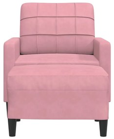 Poltrona com apoio de pés 60 cm veludo rosa