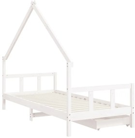 Estrutura cama infantil c/ gavetas 90x200cm pinho maciço branco