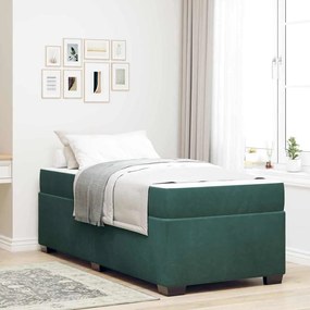 vidaXL Estrutura de cama com colchão Verde-escuro 90 x 190 cm Veludo